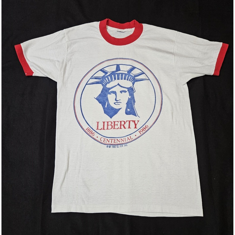 Vintage Single Stitch Statue of Liberty Ring T-Shirt Women's Size Small